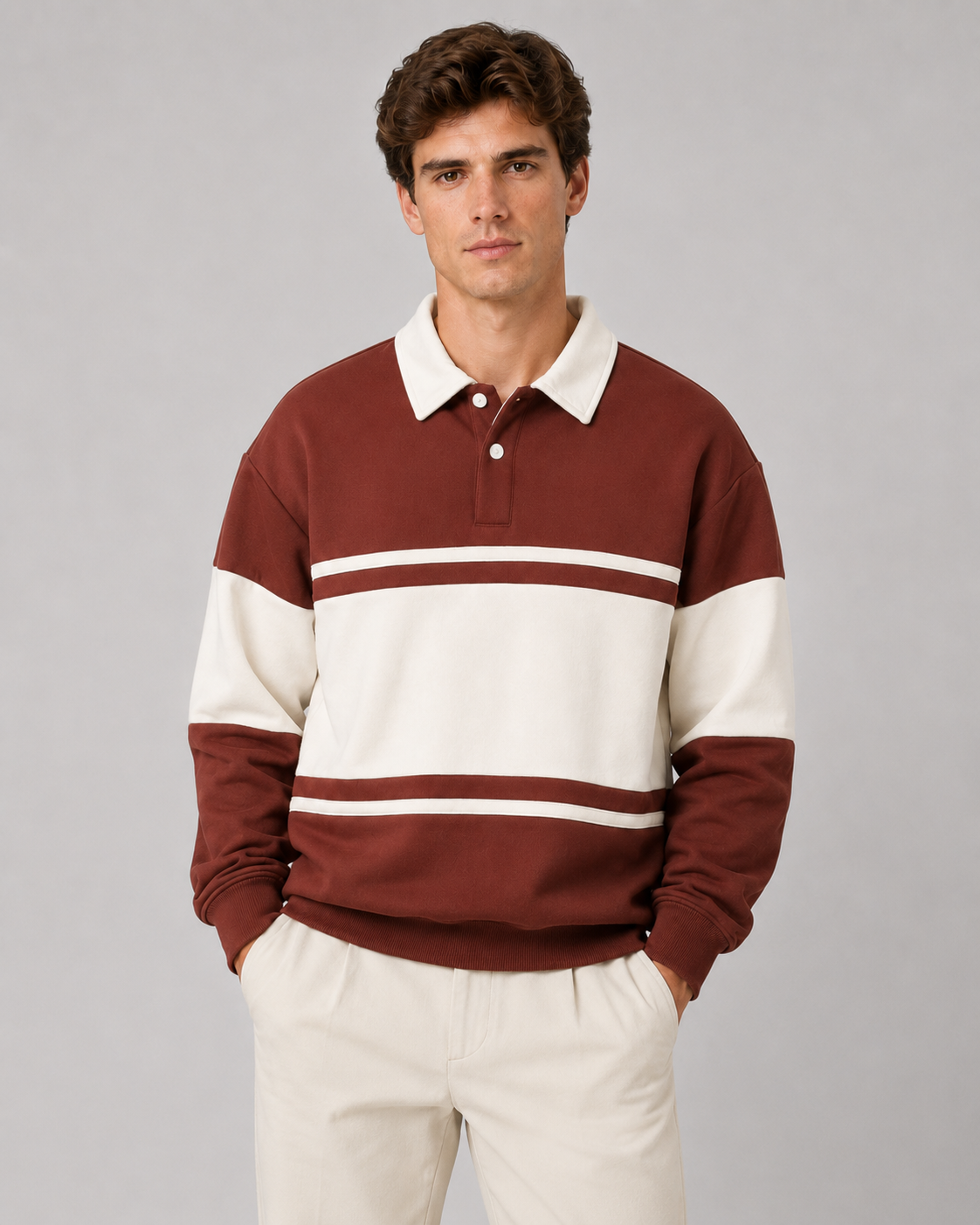 Nolan | Colour Block Rugby Polo Sweater