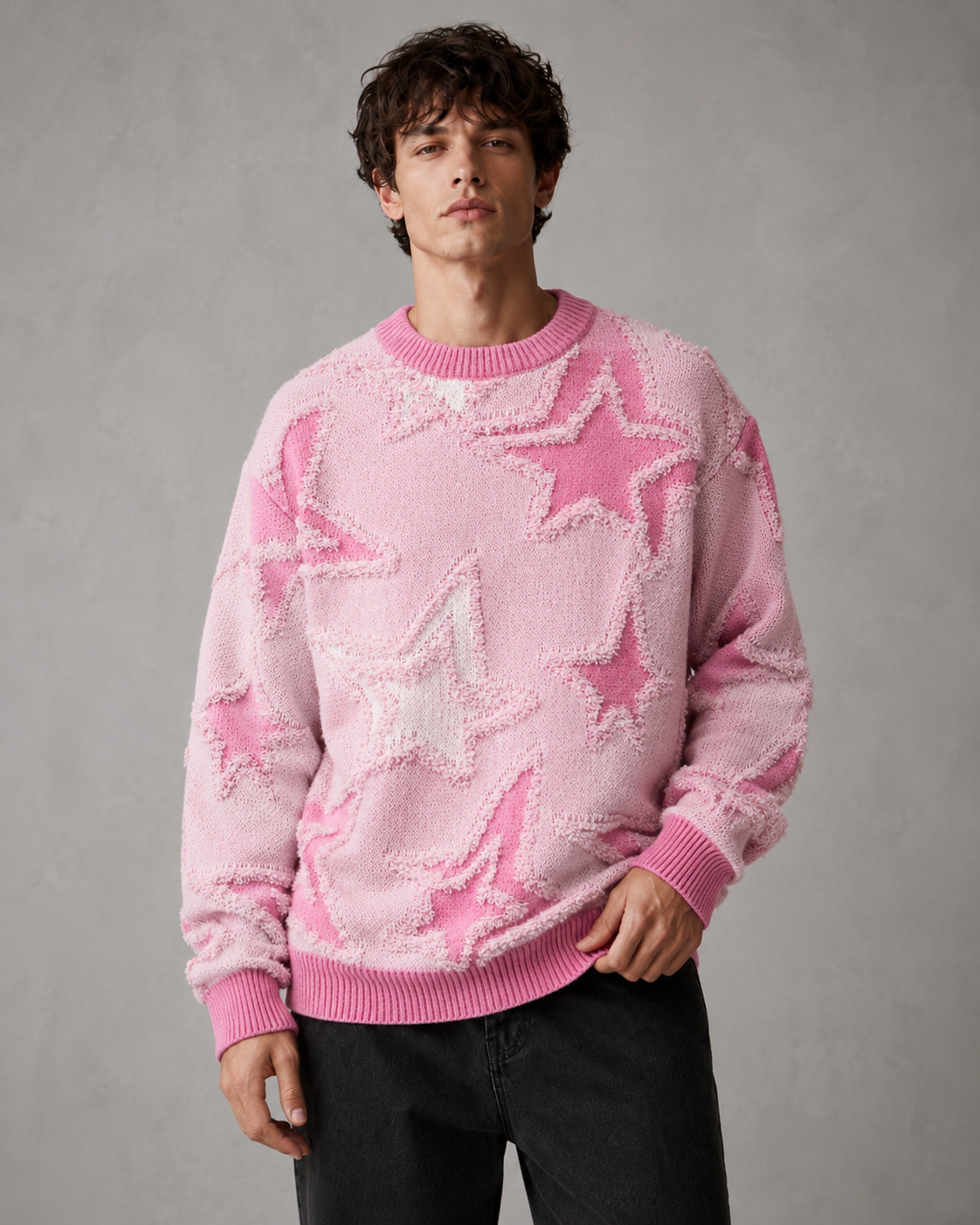 Dashiell | Textured Star Motif Knit Sweater
