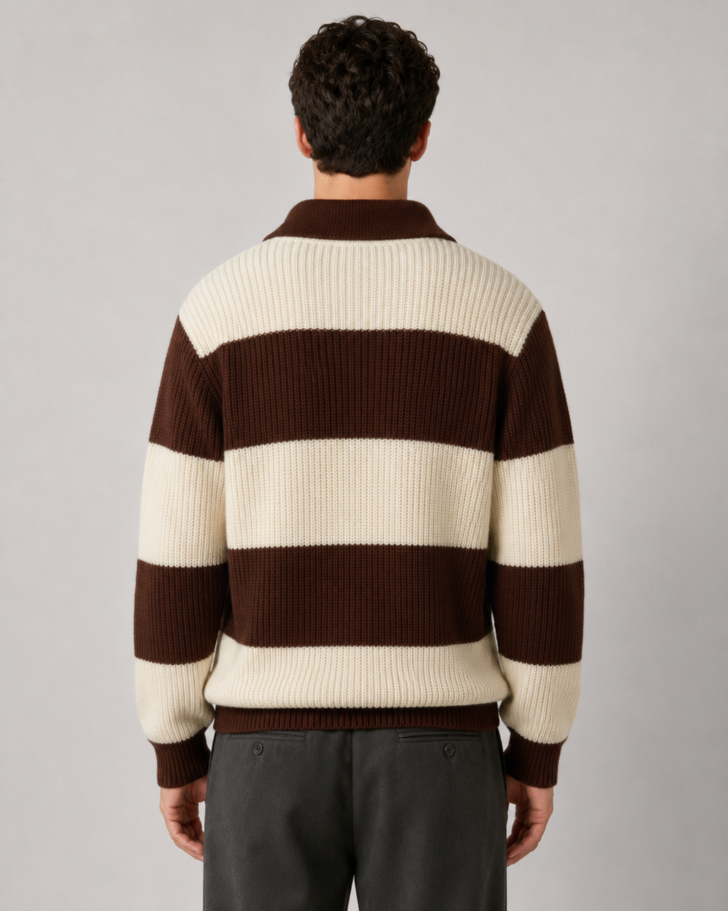 Jarrett | Striped Button Collar Polo Sweater
