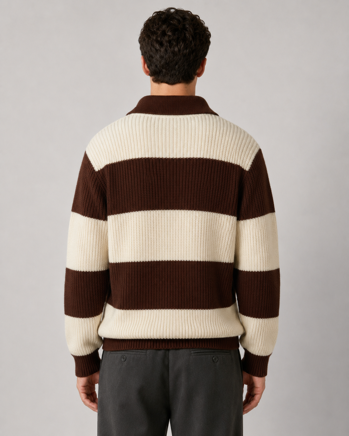 Jarrett | Striped Button Collar Polo Sweater