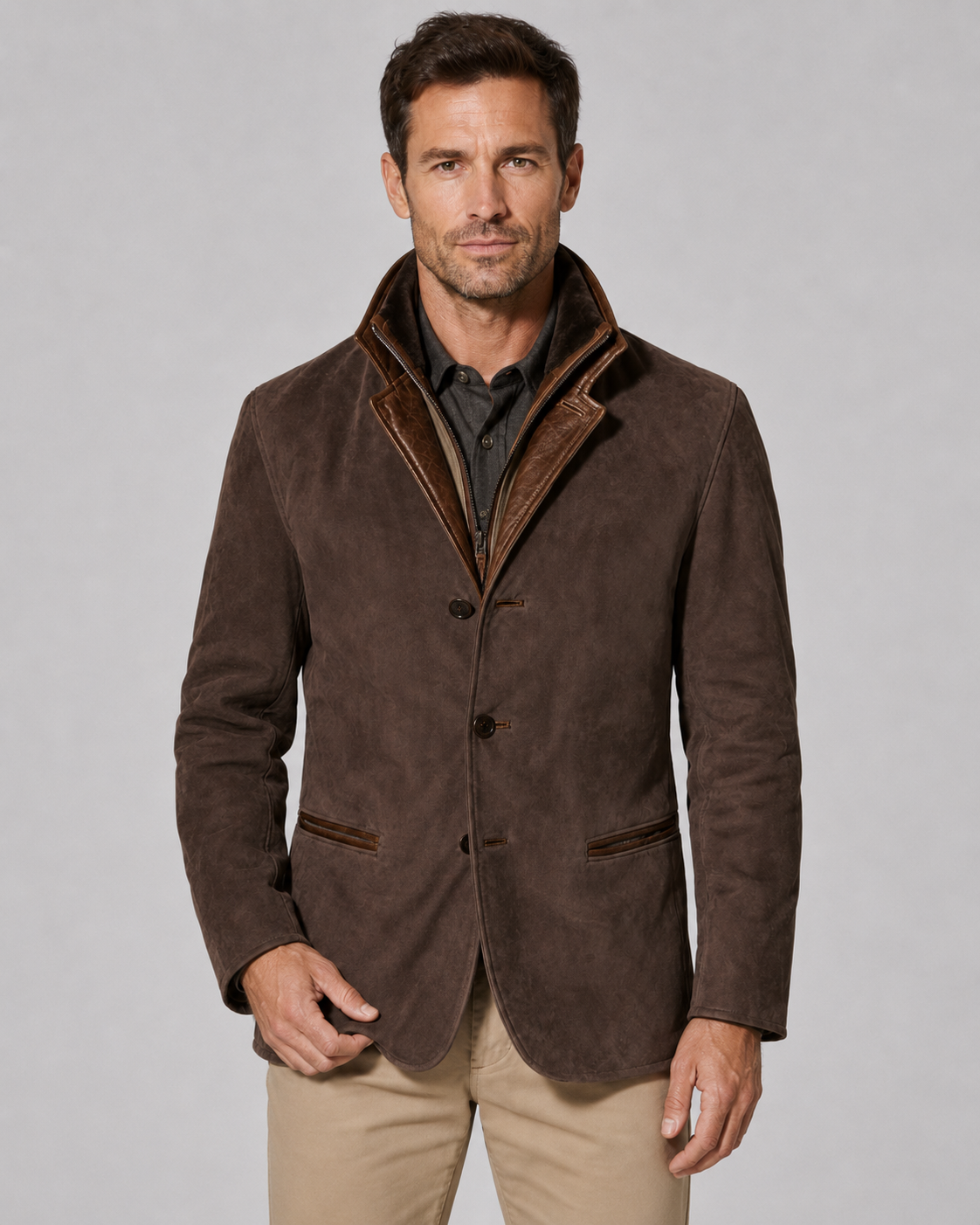 Marcellus | Suede-Look Layered Collar Jacket