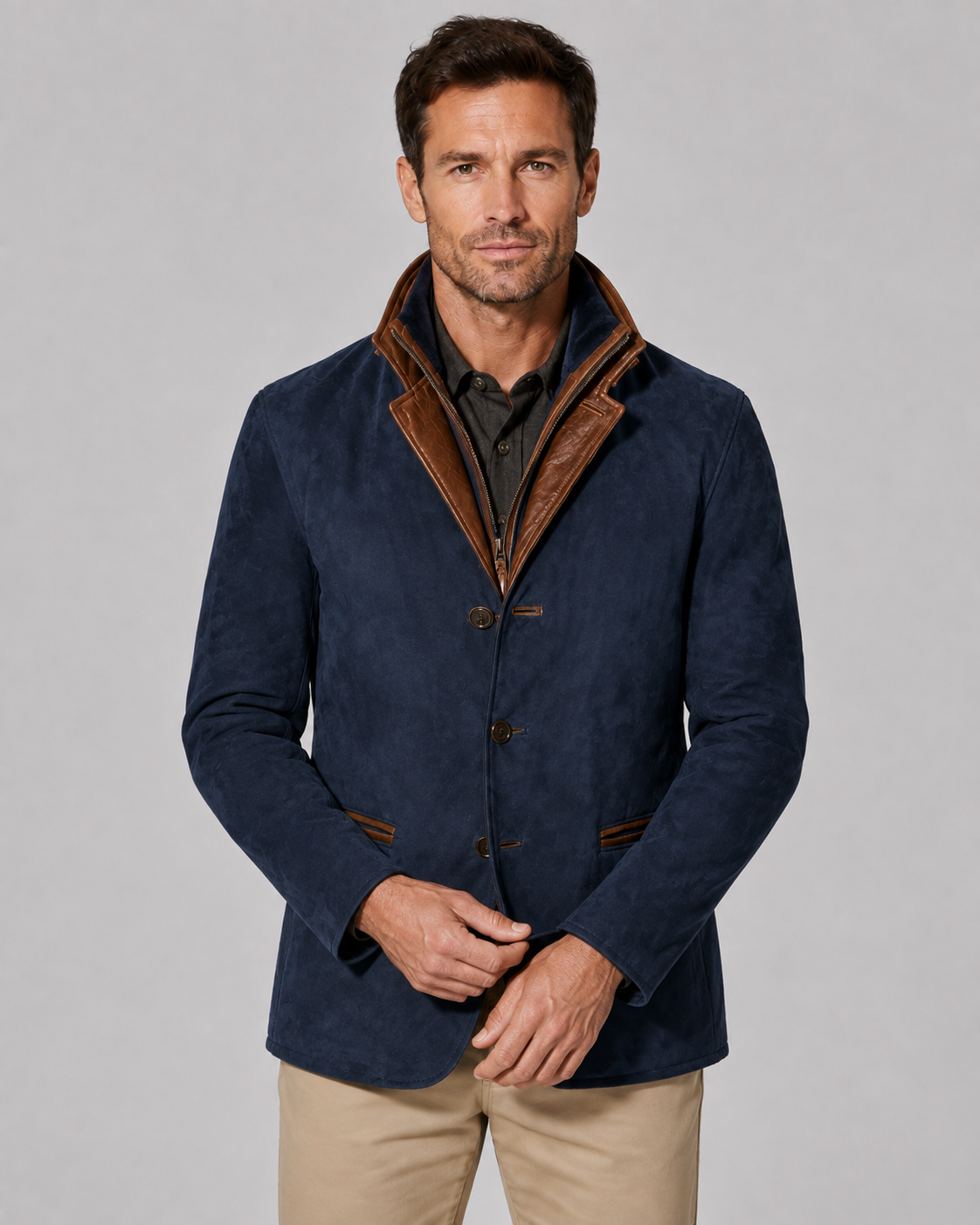 Marcellus | Suede-Look Layered Collar Jacket