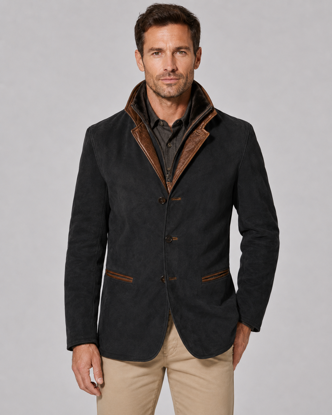 Marcellus | Suede-Look Layered Collar Jacket
