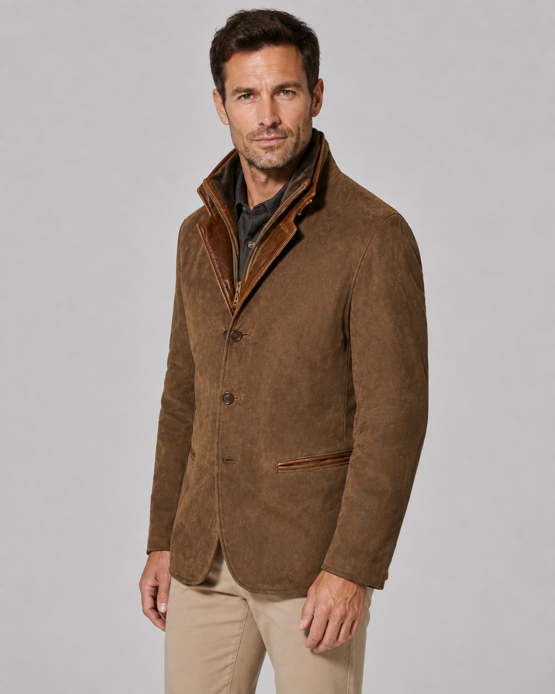 Marcellus | Suede-Look Layered Collar Jacket