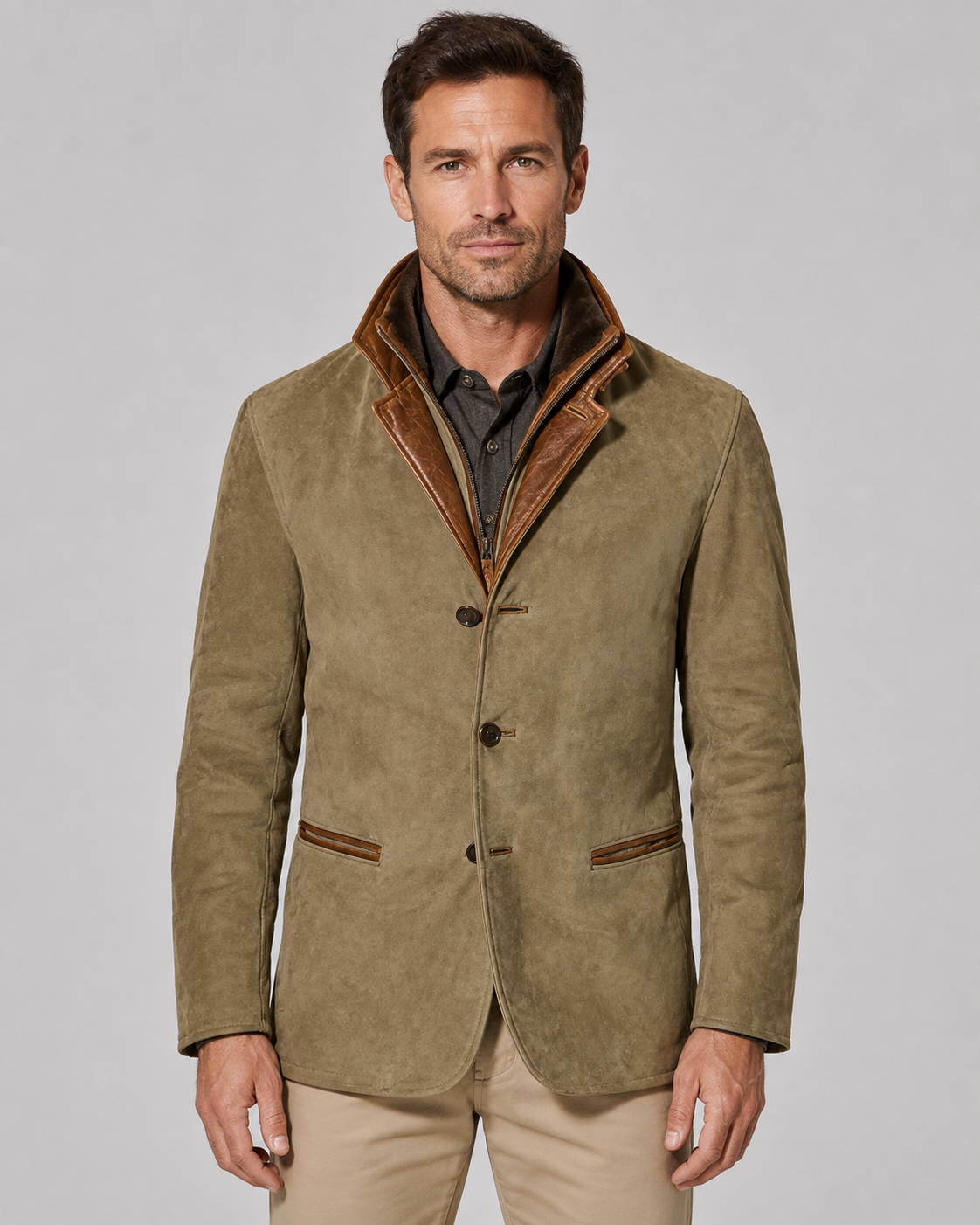 Marcellus | Suede-Look Layered Collar Jacket