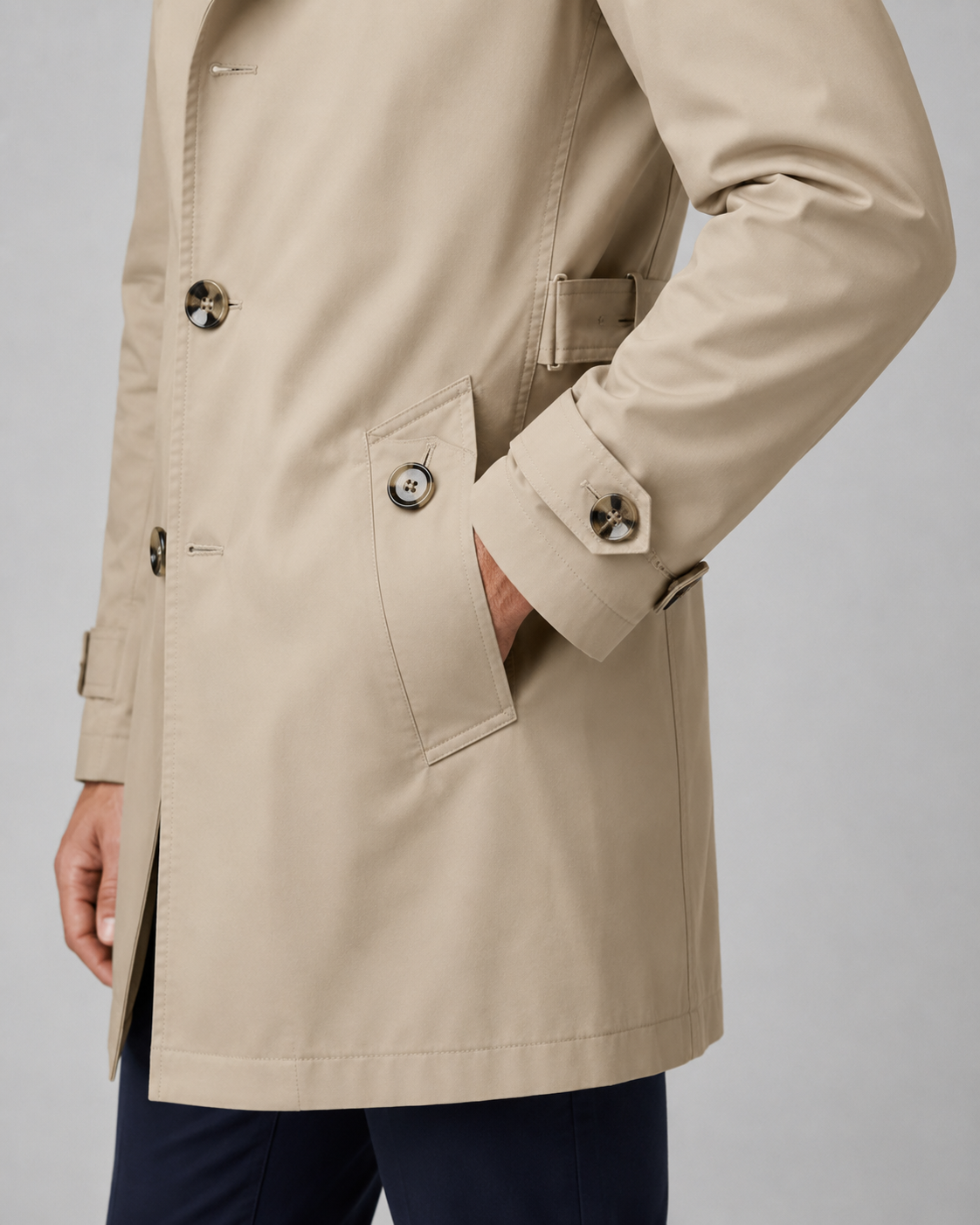 Griffin | Button Front Trench Coat with Epaulettes