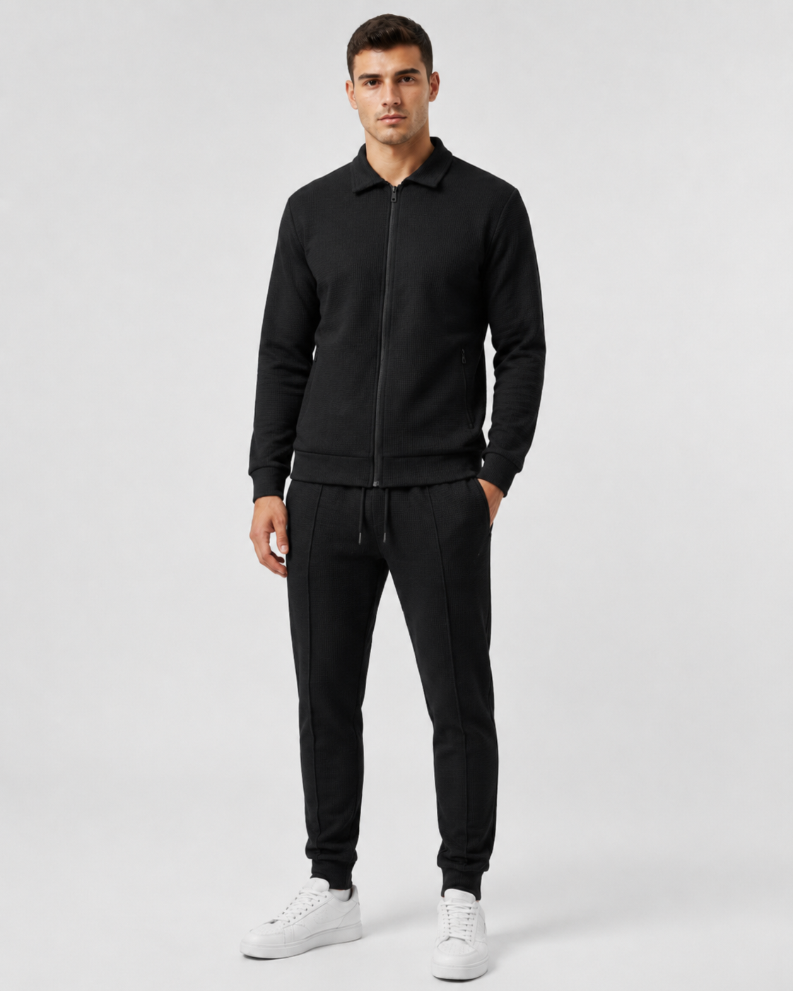 Roderick | Waffle Textured Zip Tracksuit Set