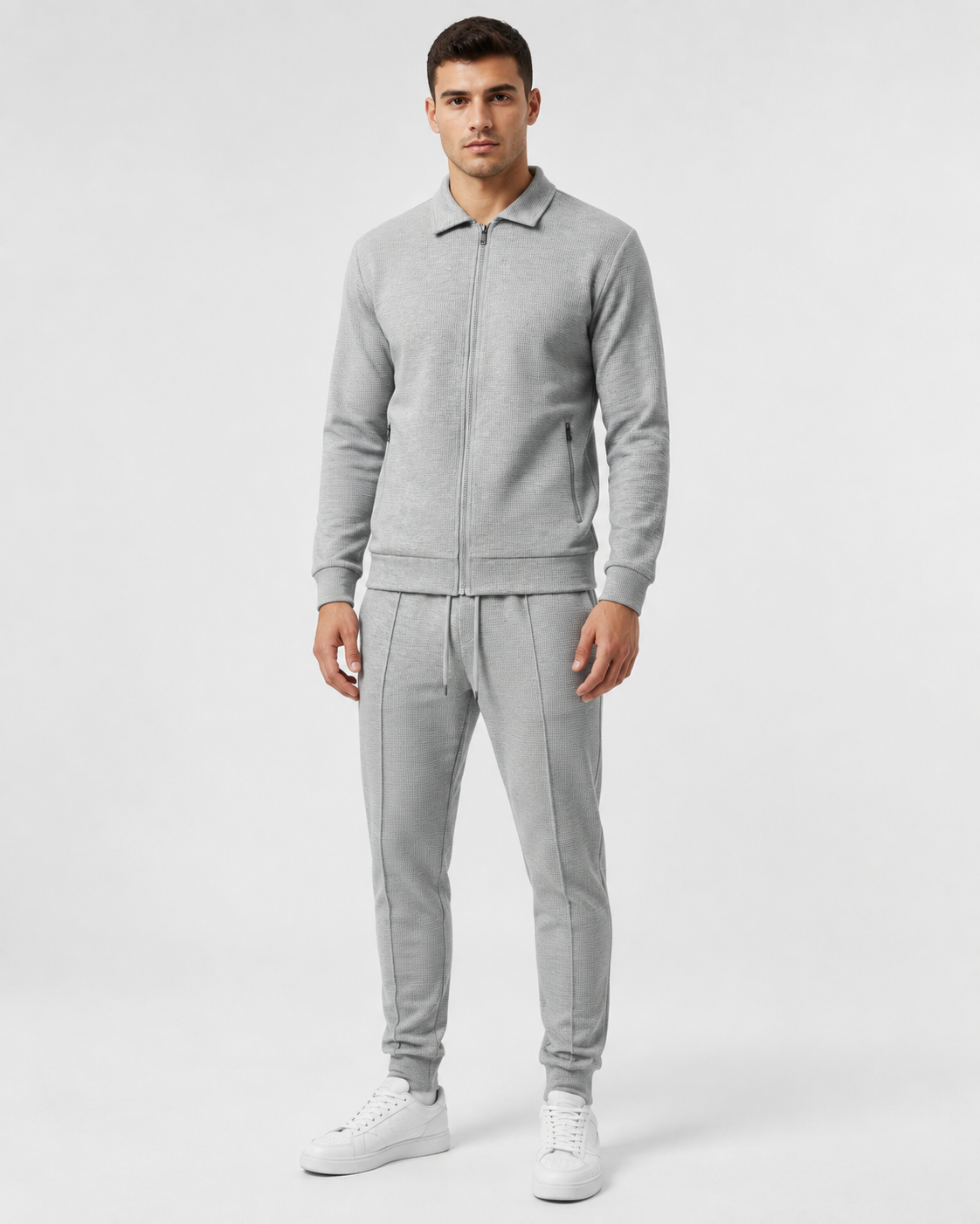 Roderick | Waffle Textured Zip Tracksuit Set