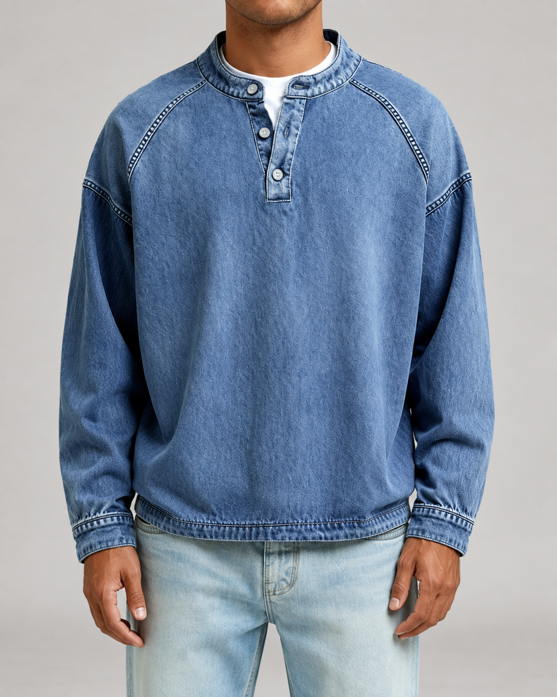 Peregrine | Washed Henley Sweatshirt
