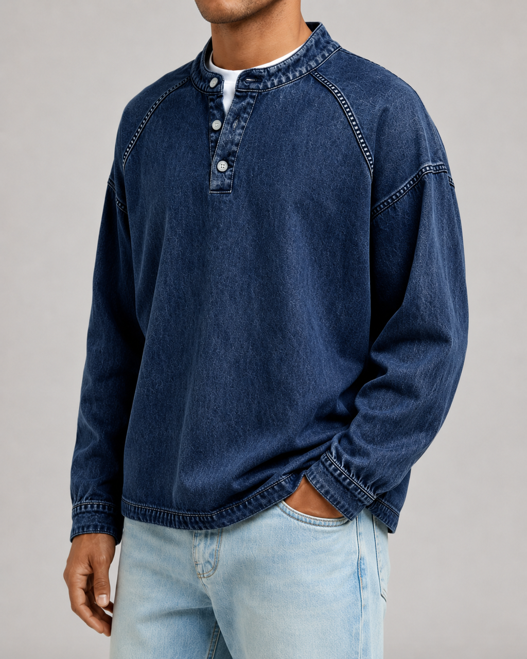 Peregrine | Washed Henley Sweatshirt
