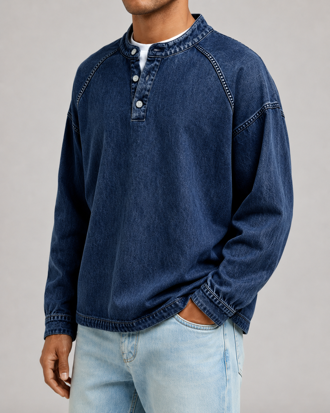 Peregrine | Washed Henley Sweatshirt