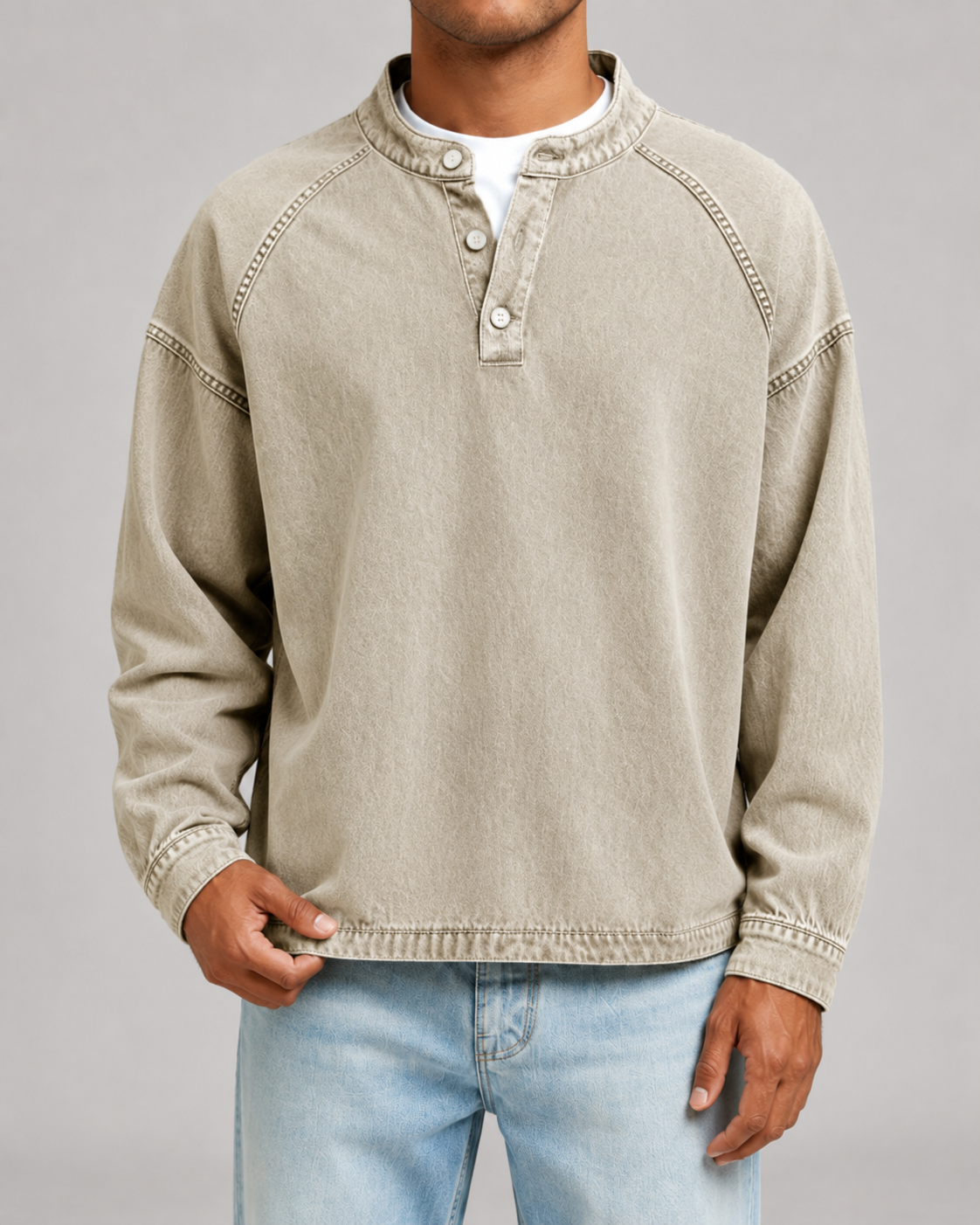 Peregrine | Washed Henley Sweatshirt