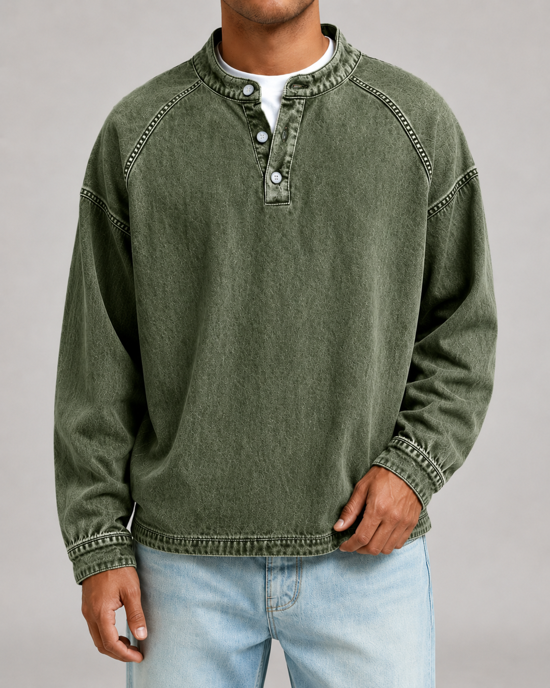 Peregrine | Washed Henley Sweatshirt