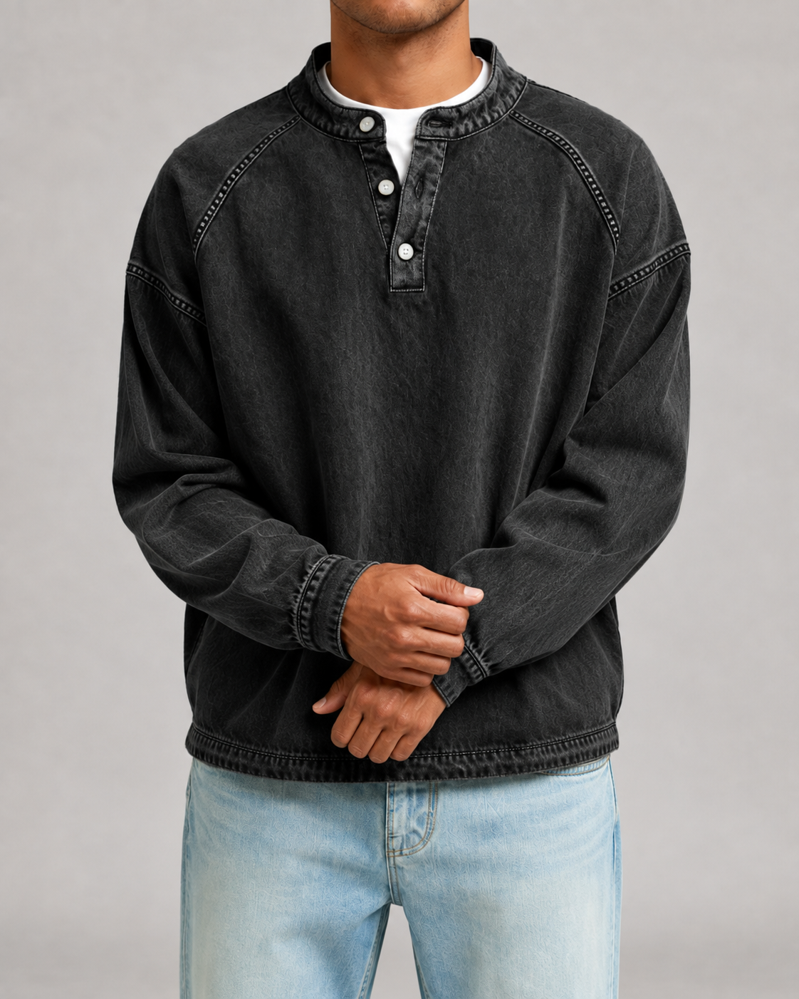 Peregrine | Washed Henley Sweatshirt