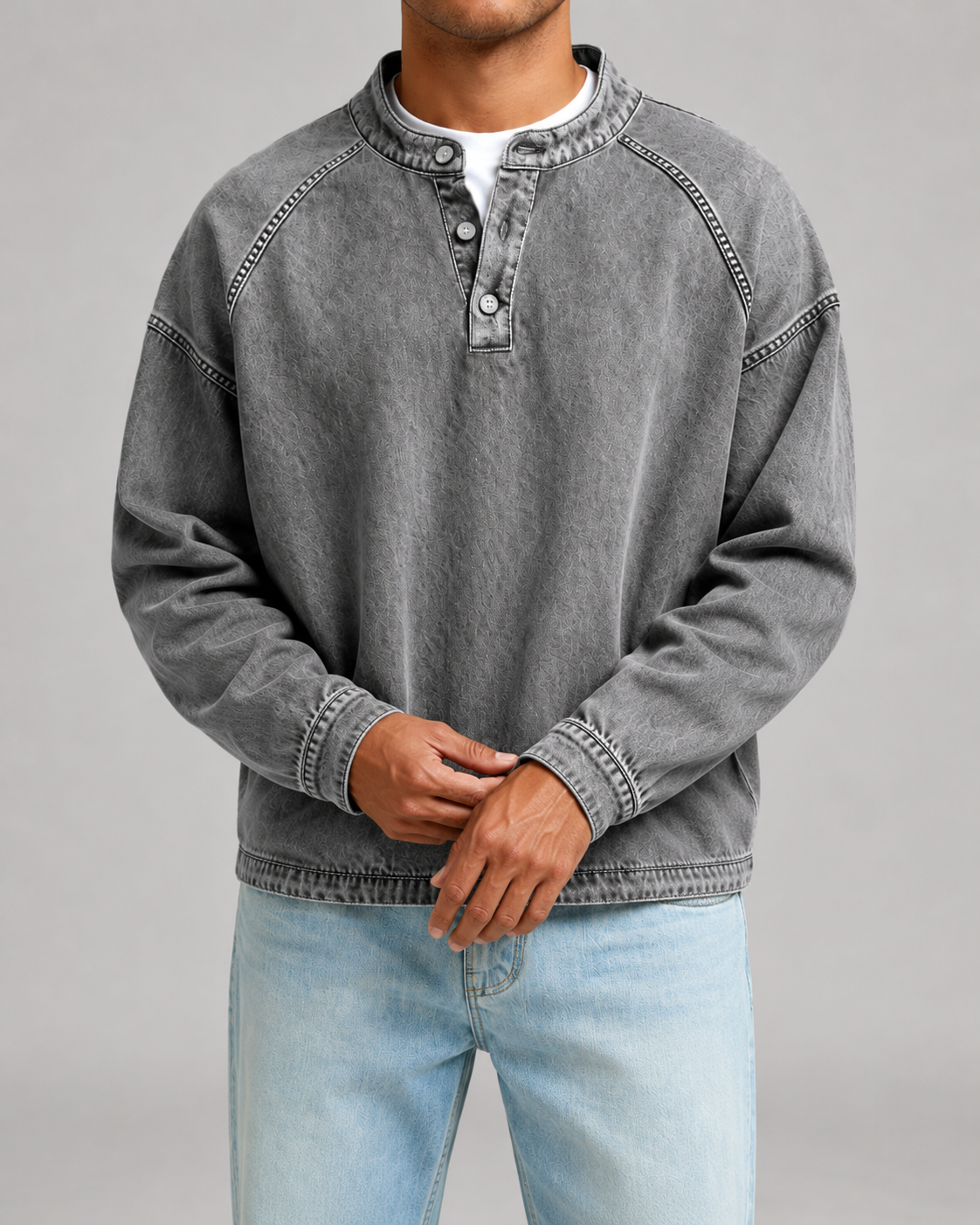 Peregrine | Washed Henley Sweatshirt