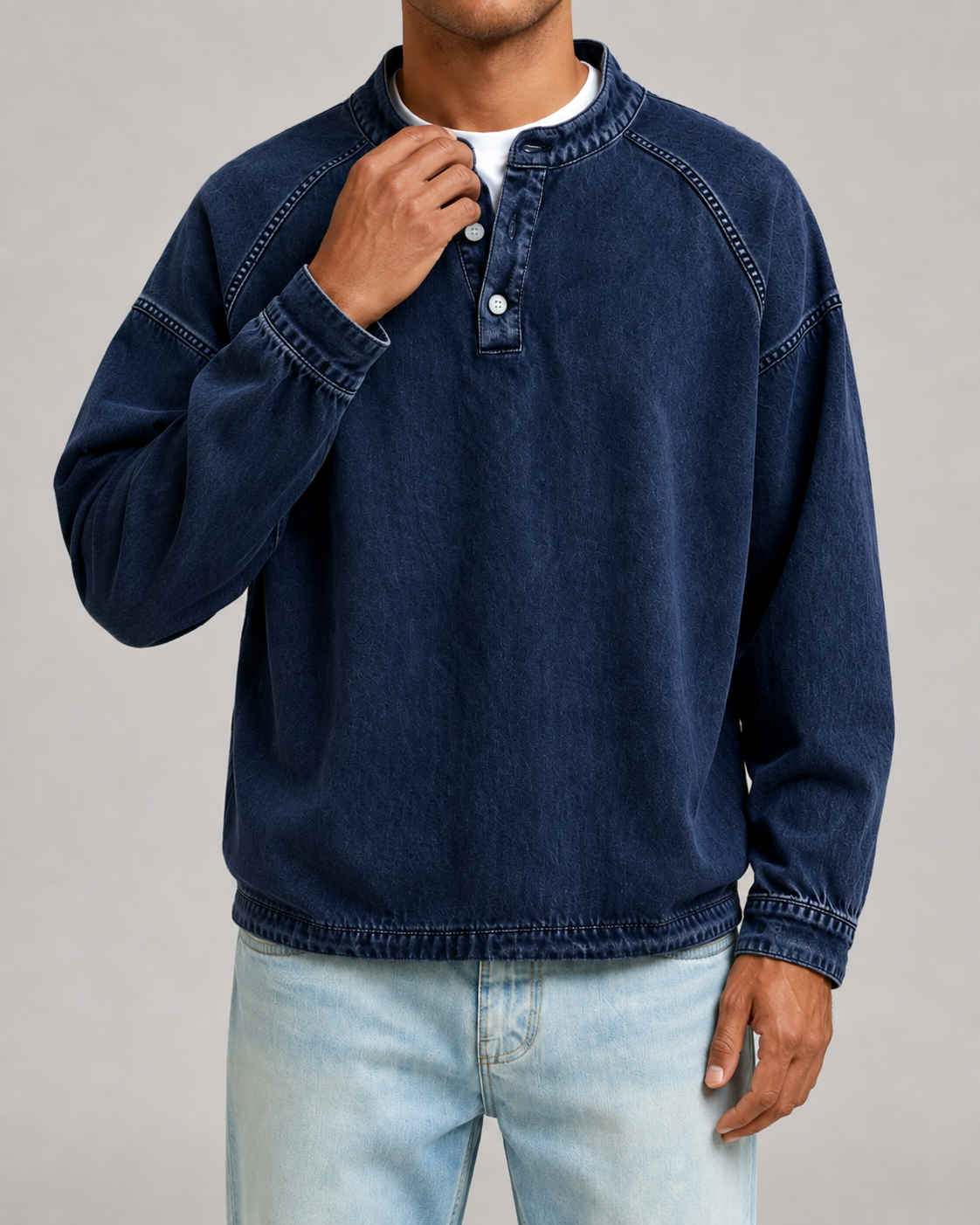 Peregrine | Washed Henley Sweatshirt