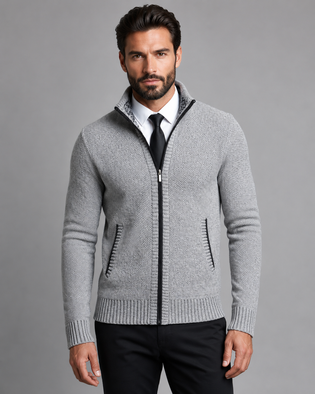 Kingsley | Zip-Up Funnel Neck Knit Sweater