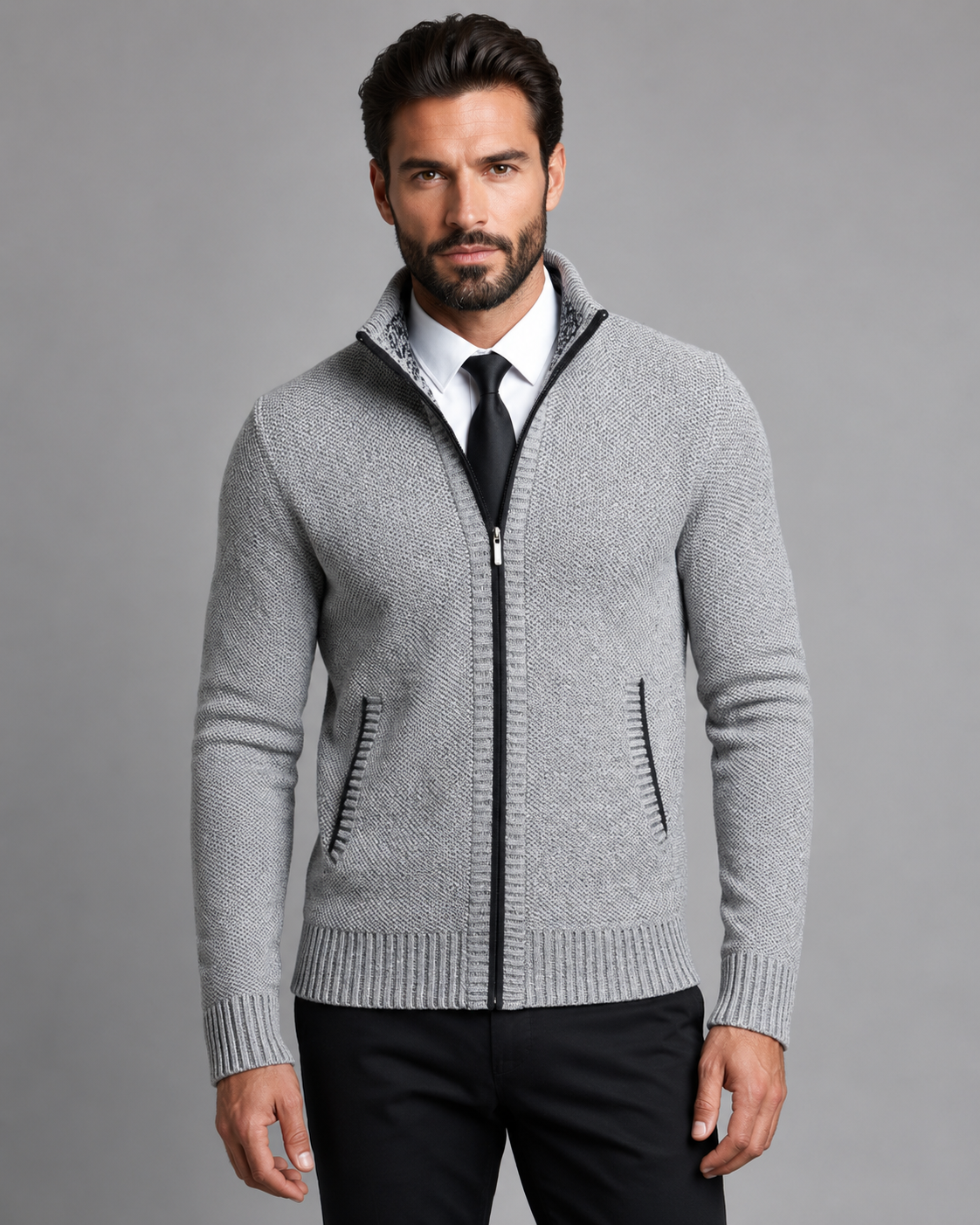 Kingsley | Zip-Up Funnel Neck Knit Sweater