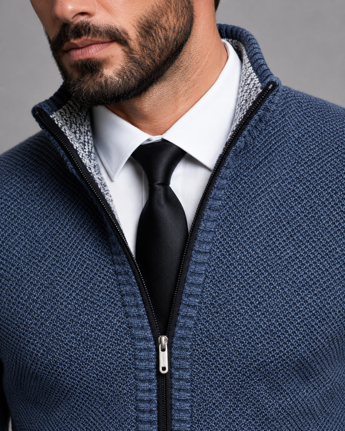Kingsley | Zip-Up Funnel Neck Knit Sweater