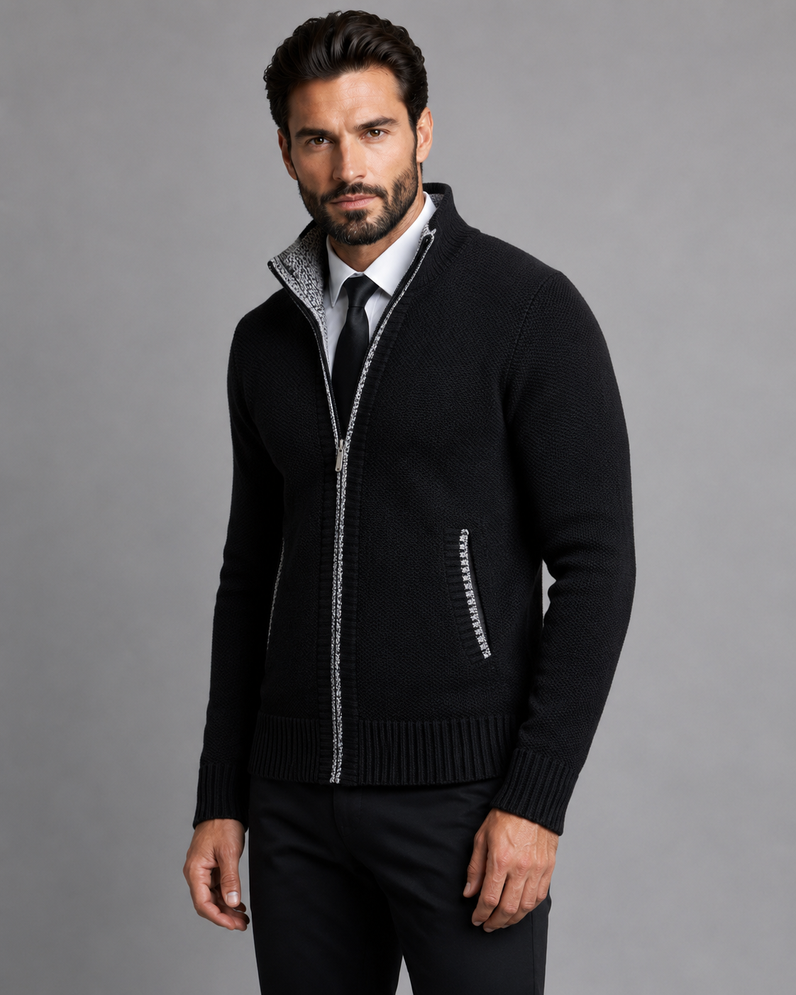 Kingsley | Zip-Up Funnel Neck Knit Sweater