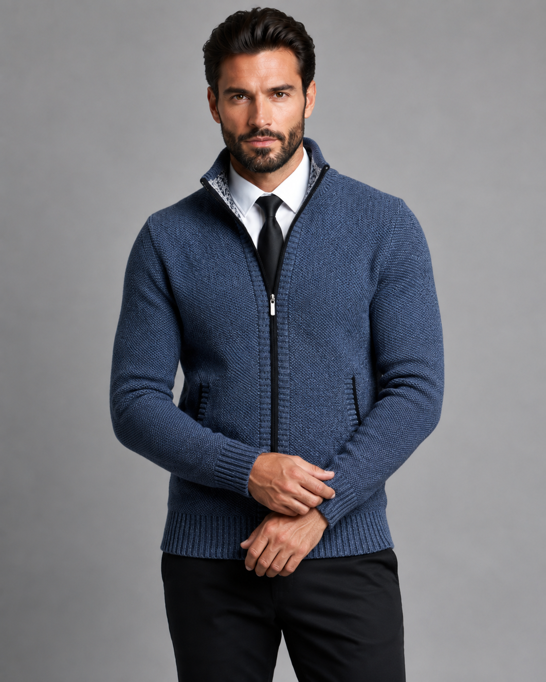 Kingsley | Zip-Up Funnel Neck Knit Sweater