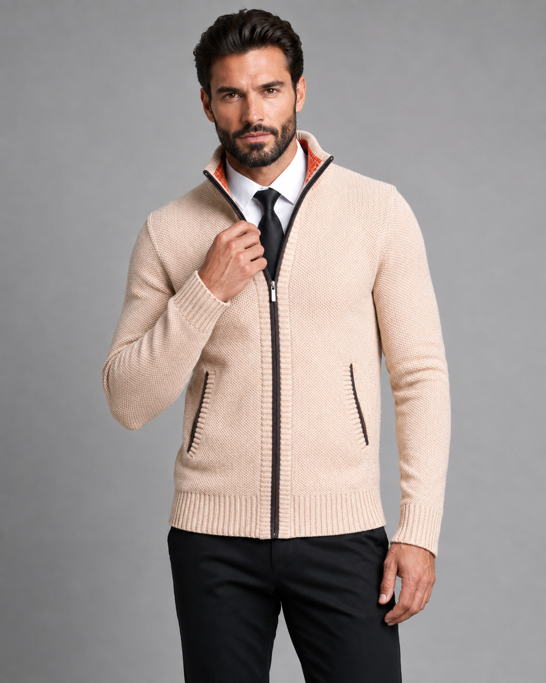 Kingsley | Zip-Up Funnel Neck Knit Sweater