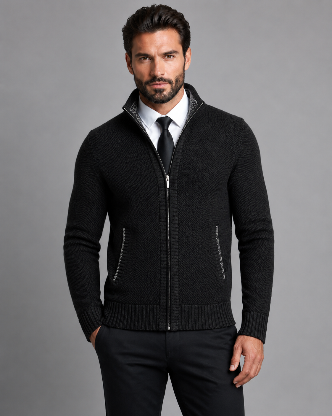 Kingsley | Zip-Up Funnel Neck Knit Sweater