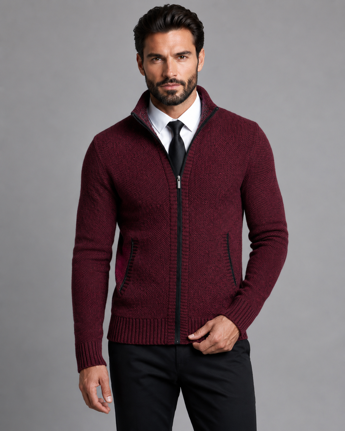 Kingsley | Zip-Up Funnel Neck Knit Sweater