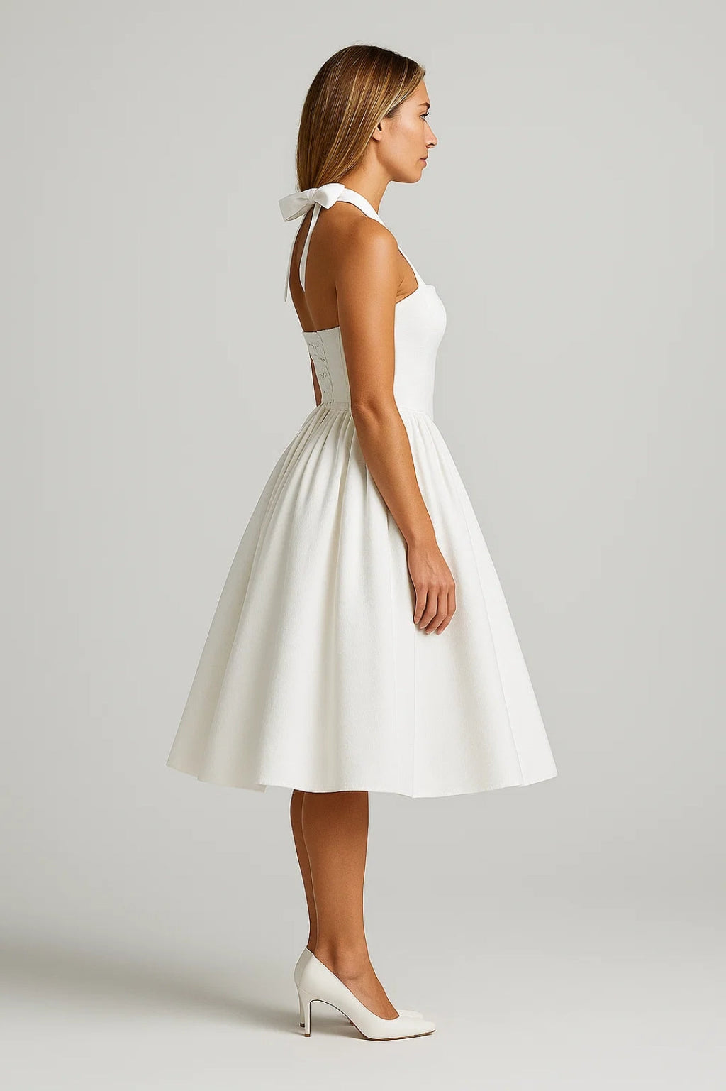 Zoe | Pleated Halter Midi Dress