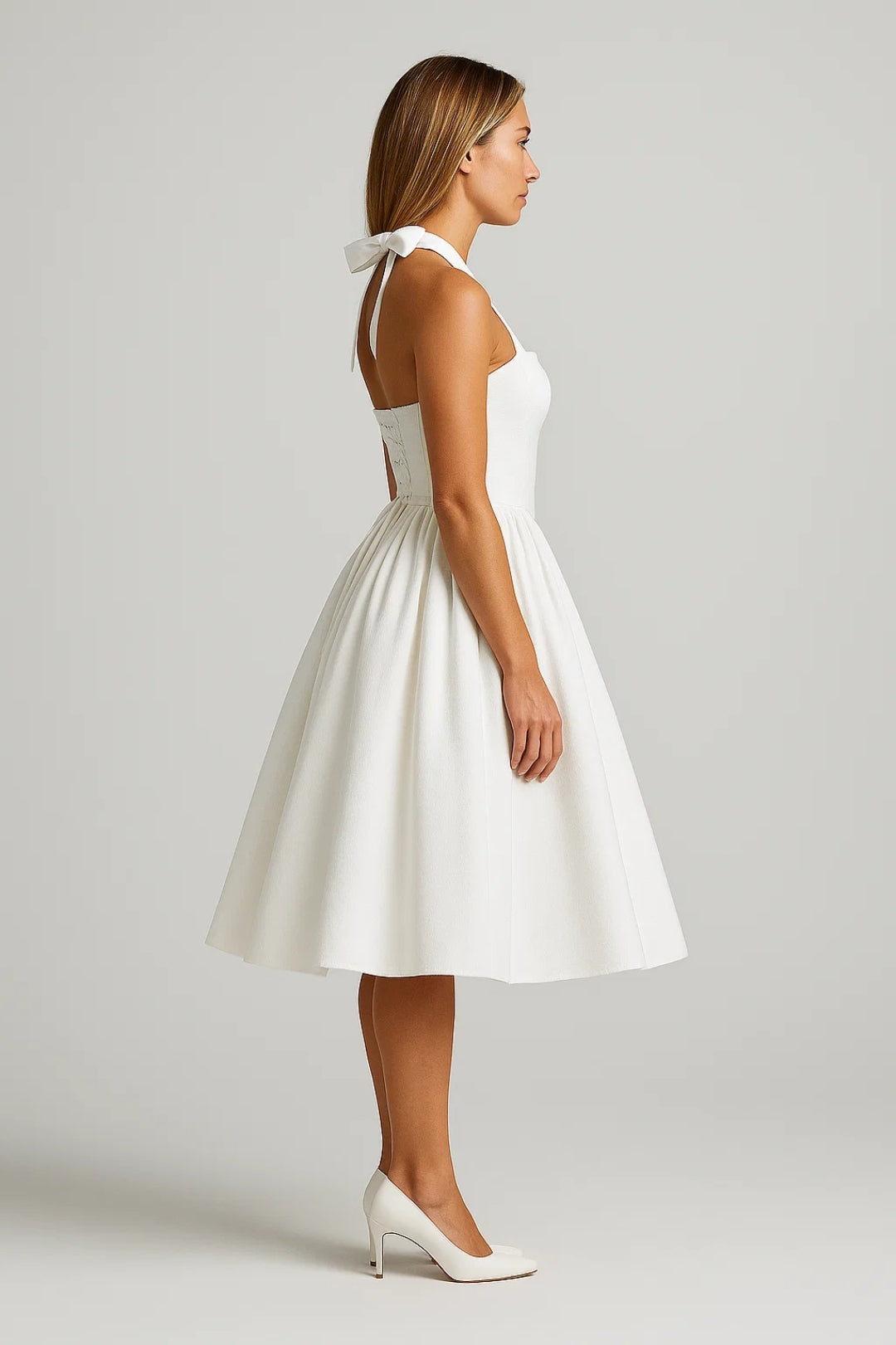 Zoe | Pleated Halter Midi Dress