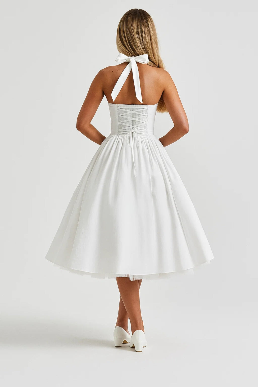 Zoe | Pleated Halter Midi Dress