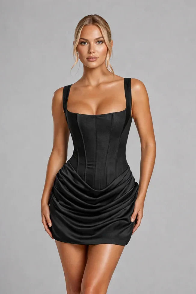 Bianca | Square Neck Ruched Mini Dress
