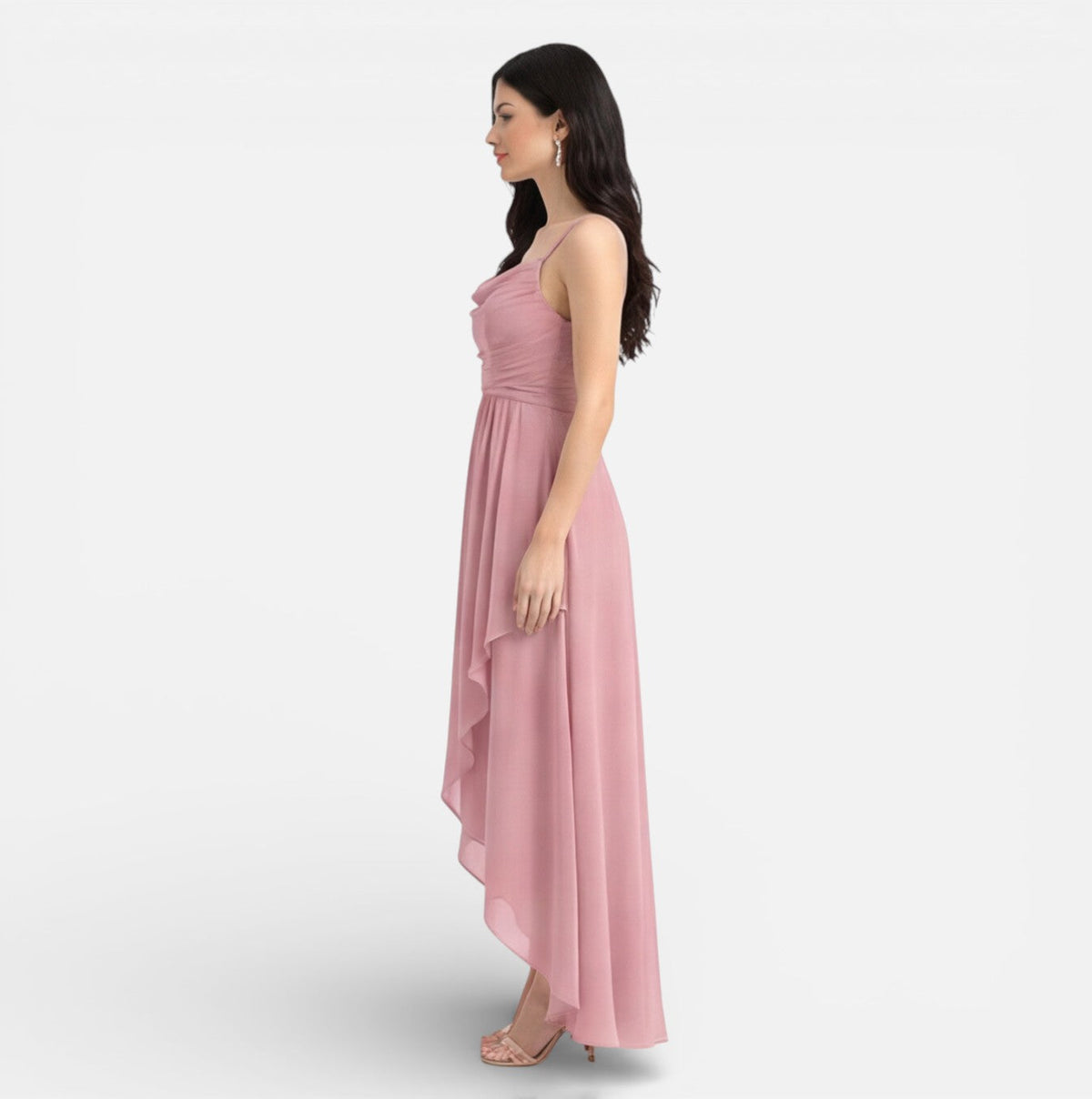 Emmeline | Chiffon Cowl Neck High-Low Dress