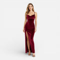 Fiora | Velvet High-Slit Maxi Dress
