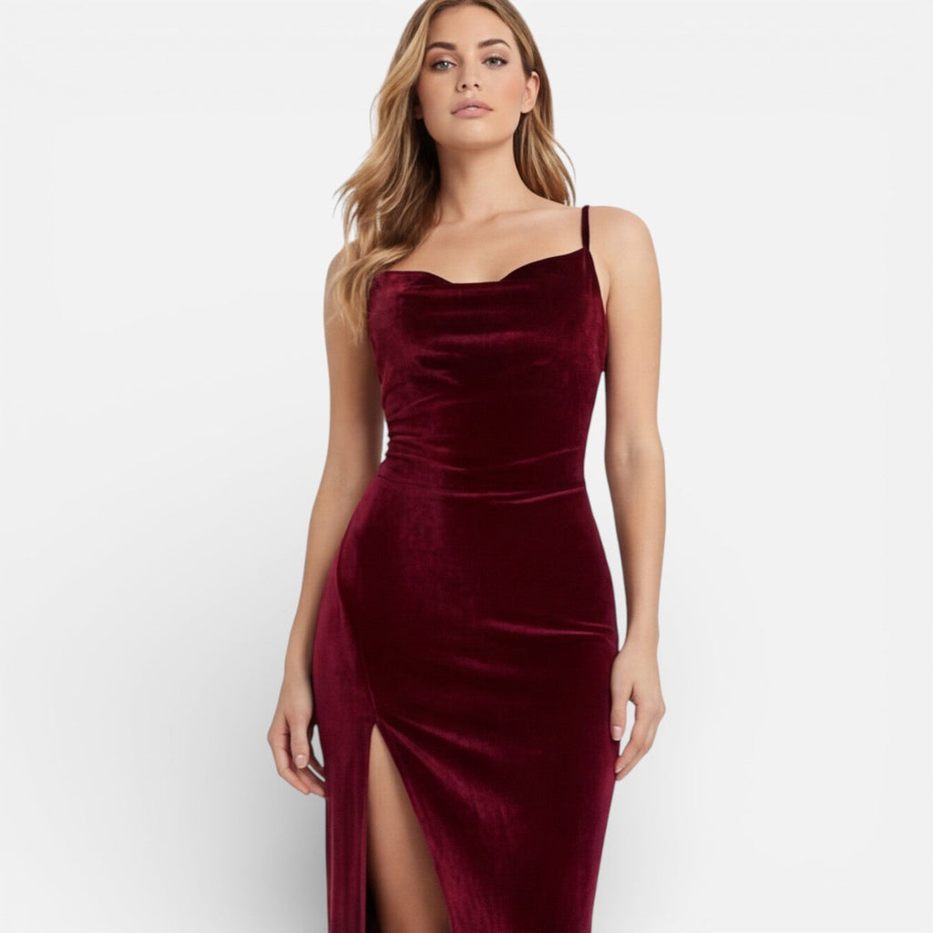 Fiora | Velvet High-Slit Maxi Dress