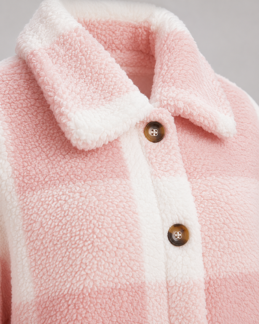 Fantine | Checked Teddy Fleece Button-Front Jacket