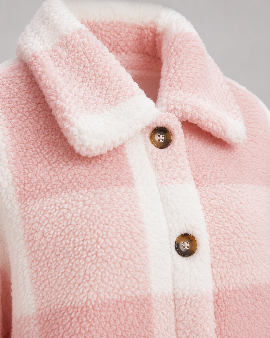 Fantine | Checked Teddy Fleece Button-Front Jacket