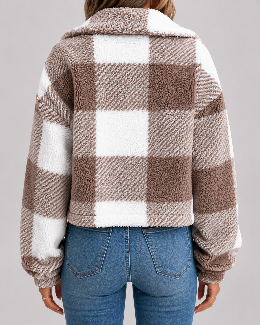Fantine | Checked Teddy Fleece Button-Front Jacket