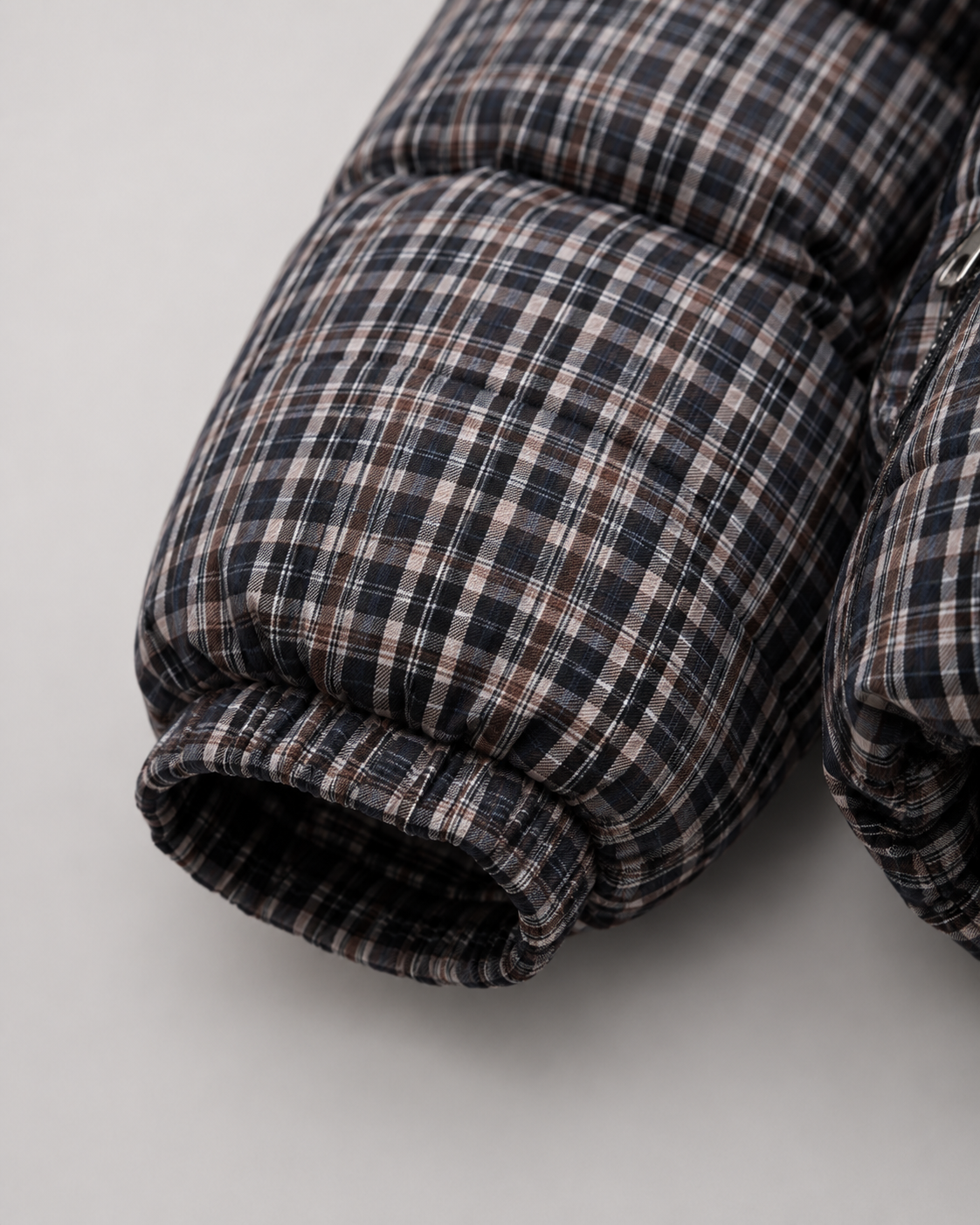 Josette | Checked Funnel Neck Puffer Coat