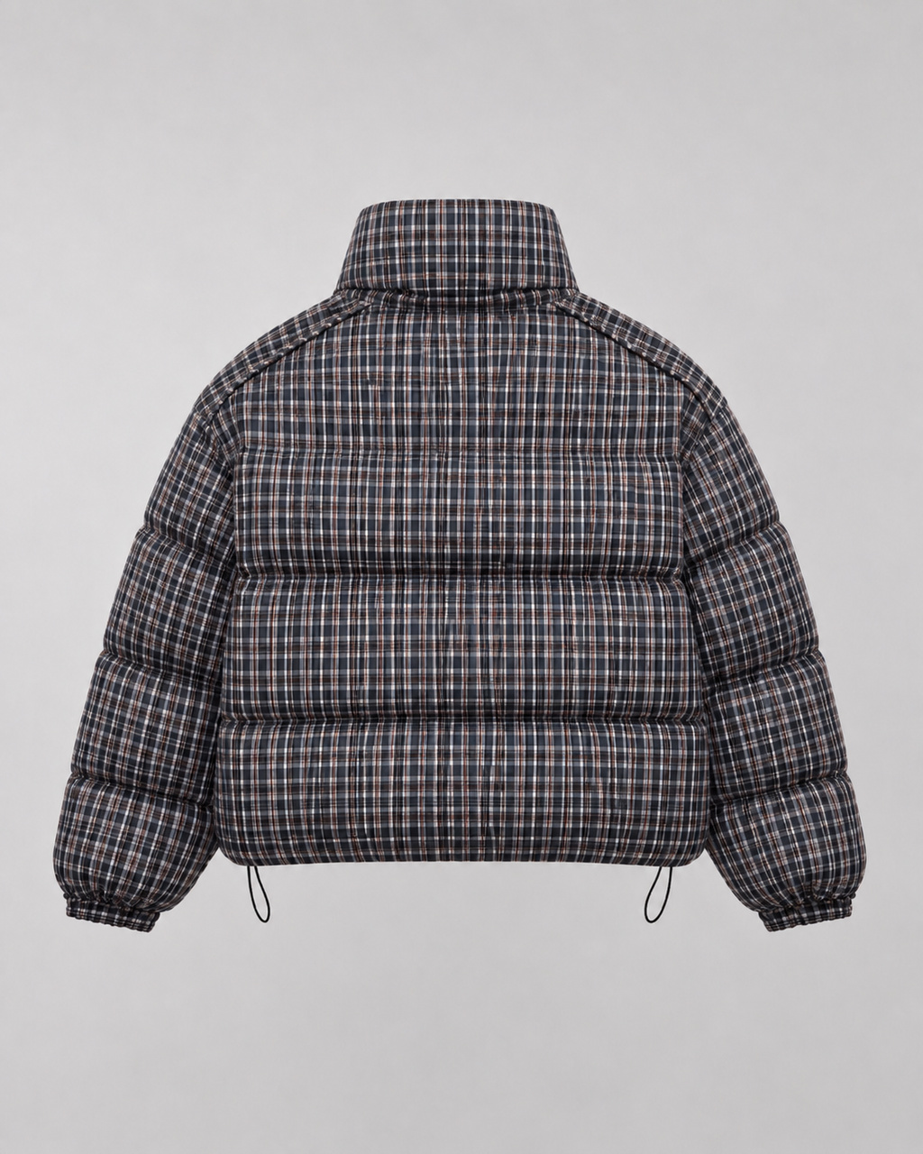 Josette | Checked Funnel Neck Puffer Coat