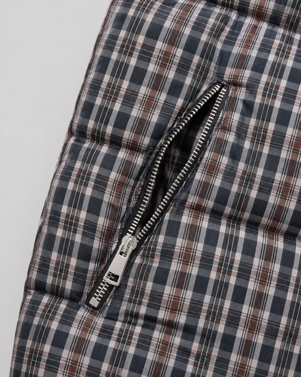 Josette | Checked Funnel Neck Puffer Coat