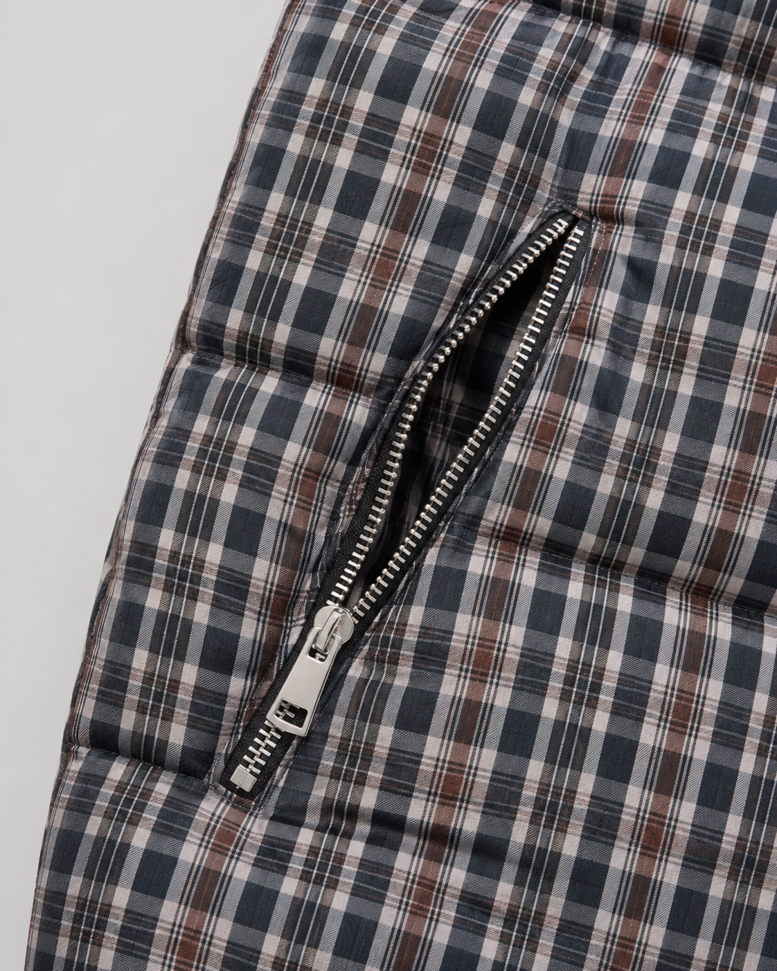 Josette | Checked Funnel Neck Puffer Coat
