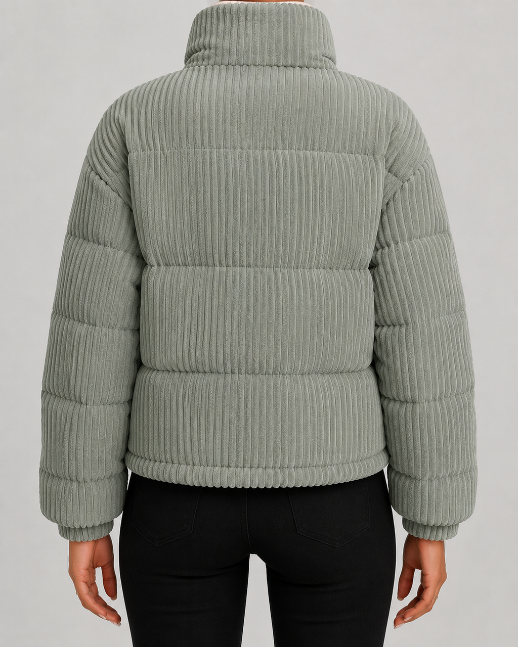 Elowen | Corduroy Puffer Jacket with Funnel Neck