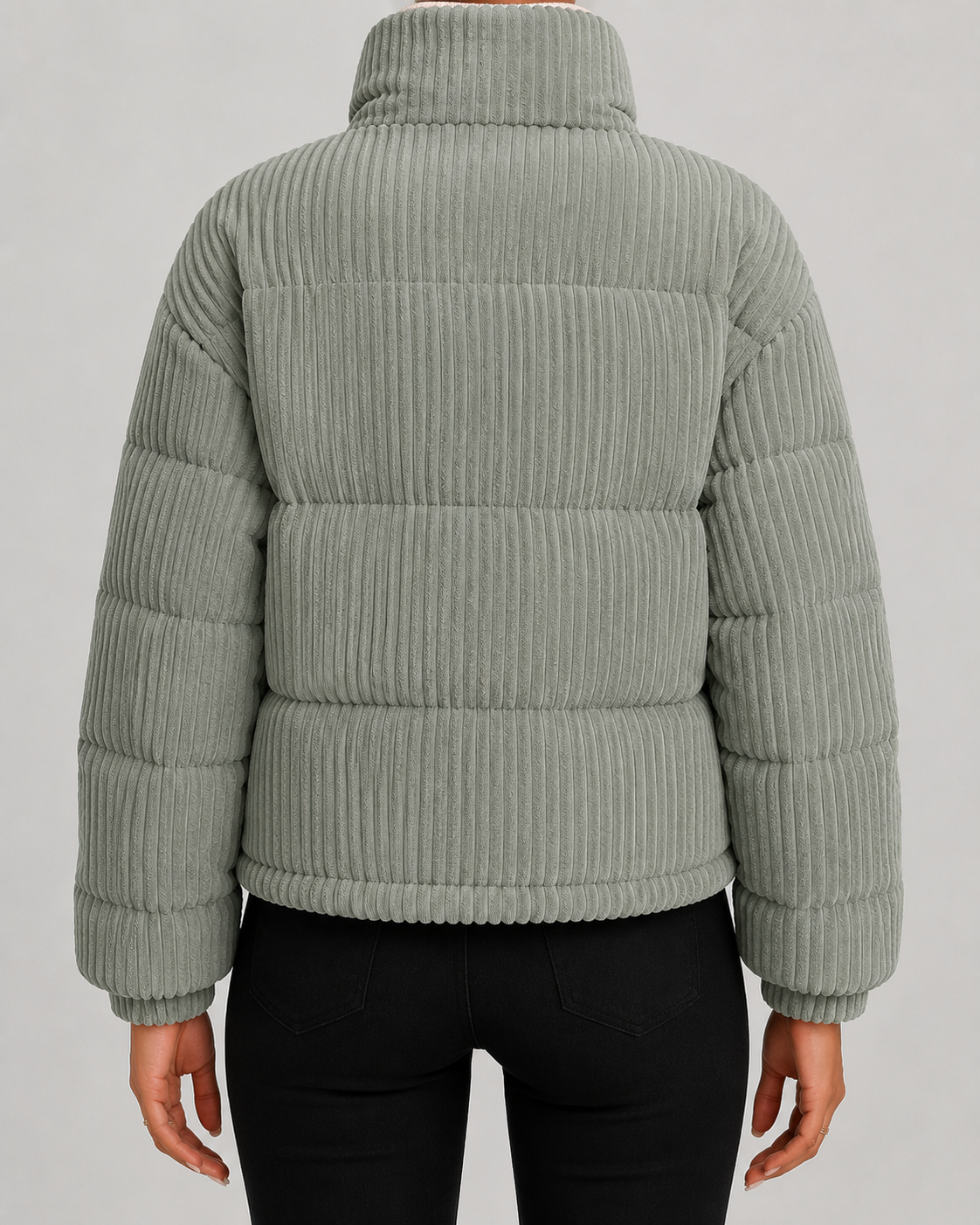 Elowen | Corduroy Puffer Jacket with Funnel Neck