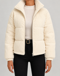 Elowen | Corduroy Puffer Jacket with Funnel Neck
