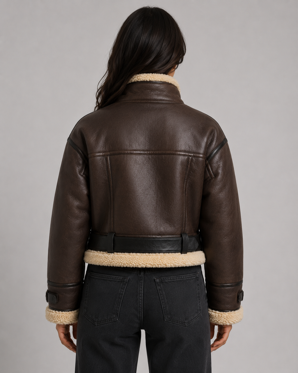 Quenby | Cropped Aviator Jacket with Shearling Collar