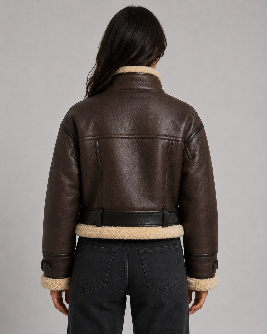 Quenby | Cropped Aviator Jacket with Shearling Collar