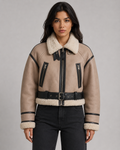 Quenby | Cropped Aviator Jacket with Shearling Collar