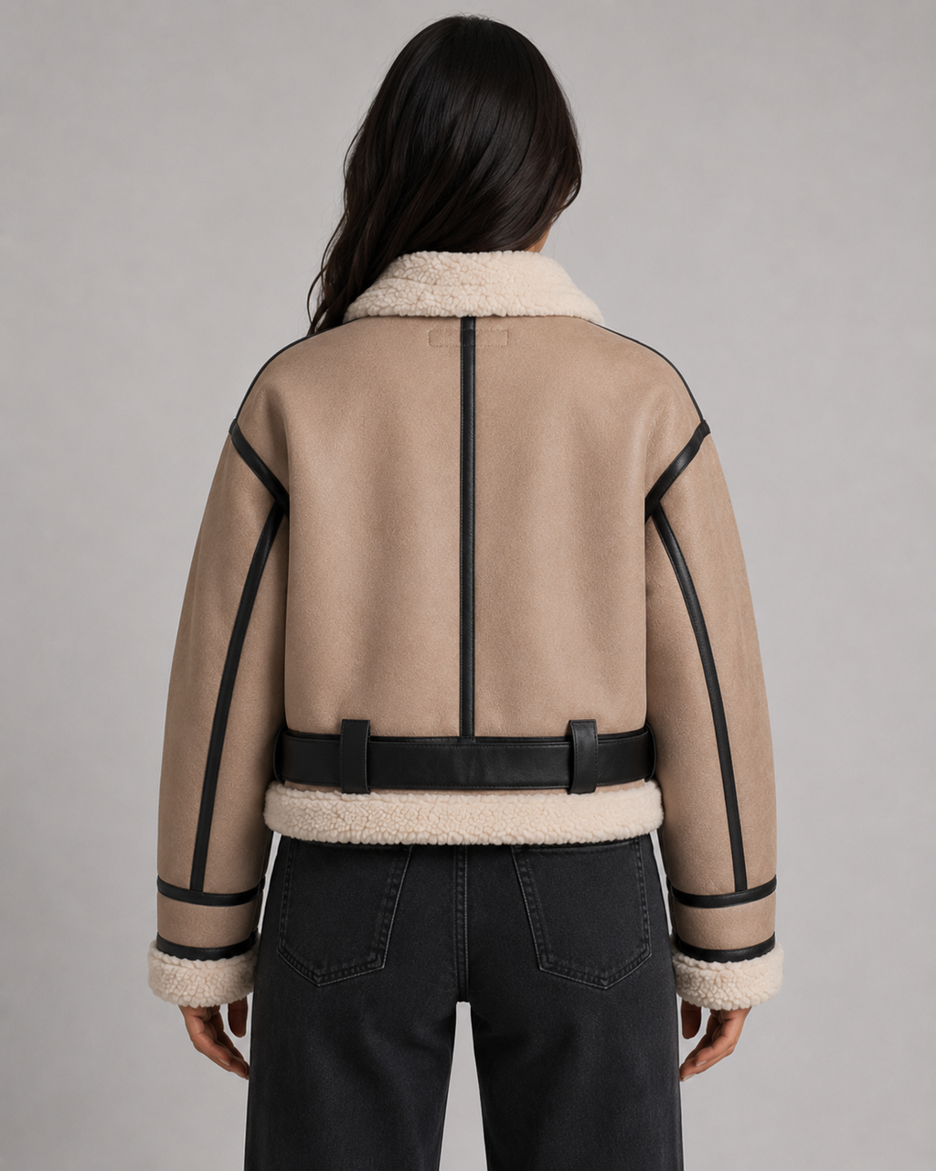 Quenby | Cropped Aviator Jacket with Shearling Collar