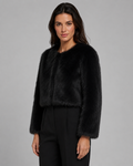 Graciela | Cropped Collarless Faux Fur Jacket